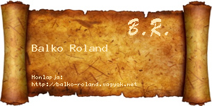 Balko Roland névjegykártya